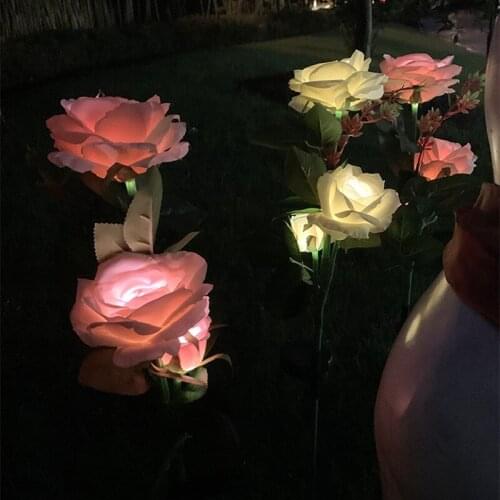 LED Solar Garden Flower Light Lawn Lamp Outdoor Solar Street Light Rose Lamp Waterproof Yard Patio Landscape Lighting Decoration