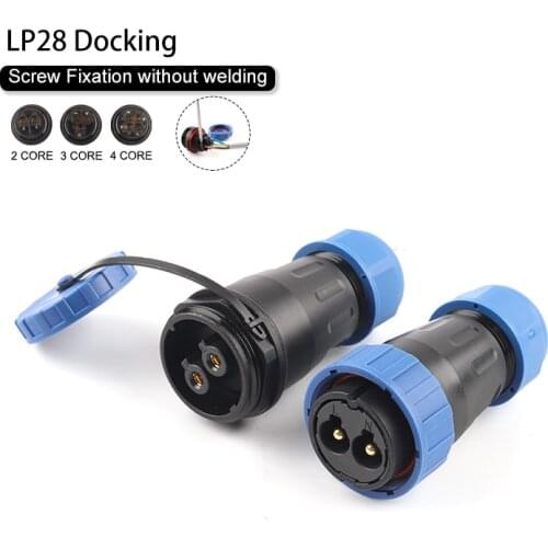 LP/SP28 IP68 Waterproof Connector Male Plug & Female Socket 2 3 4 Pin Panel Mount No welding Screw Crimp Aviation Plug