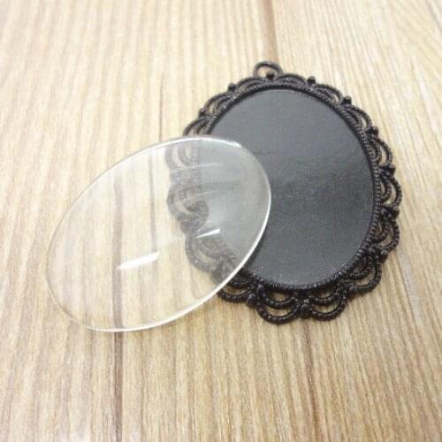 High quality 7 pcs/lot Half Oval 40*30*7mm Time Gem crystal glass for DIY Bottle cap sticker