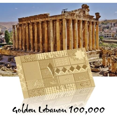 WR Gold Foil Banknotes Paper Lebanon Pound 100000 with Cos Frame Money World Banknotes Collection Gifts Souvenirs Dropshipping