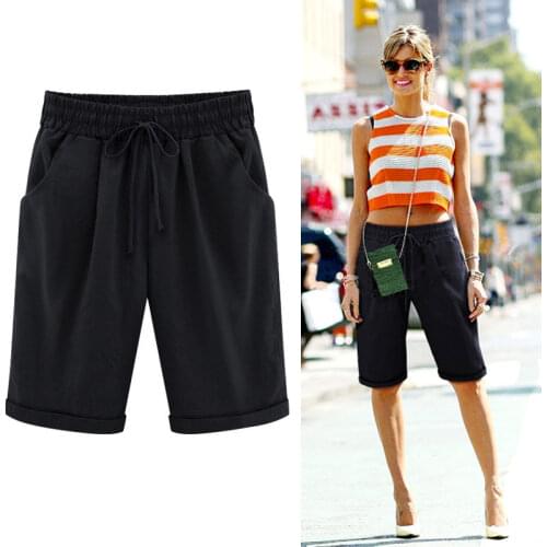 Womens Solid High Waist Harem Pants Capris Plus Size Summer Beach Womens Trousers Autumn Black Casual Loose womens shorts
