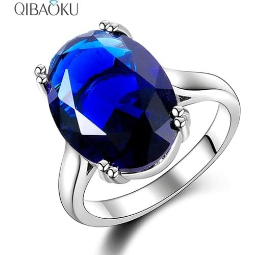 Womens Ring 925 Silver Ring AAAAA Sapphire Ruby Zircon Big Red Zircon Simple Ring Wedding Jewelry Party Wedding Valentines Day