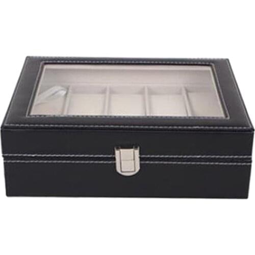 10 Slot Wooden Watch Display Case Jewelry Bracelet Storage Organiser Box Gift for Men Women, 9.84 x 7.87 x 3.15 Inch