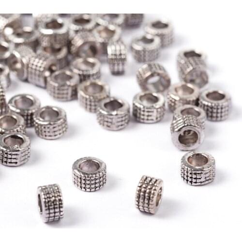 100pcs 5x3mm Tibetan Silver Color Metal Beads Loose Spacer Beads for Jewelry Making DIY Lead Free & Nickel Free & Cadmium Free