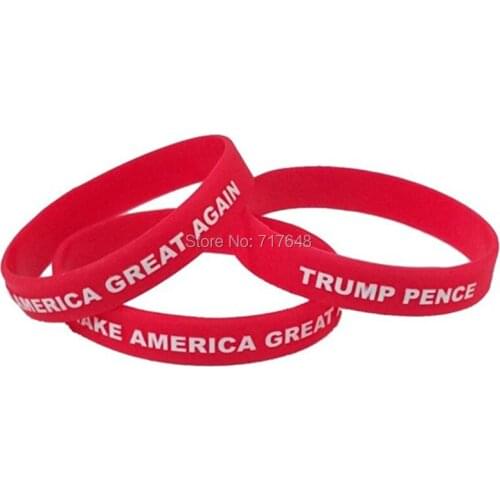 100pcs Trump Pence Make America Great wristband silicone bracelets free shipping by ePacket A