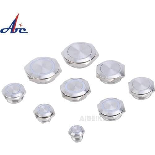 12mm 16mm 19mm Reset Short Push Button Momentary Switch With 12V Blue LED