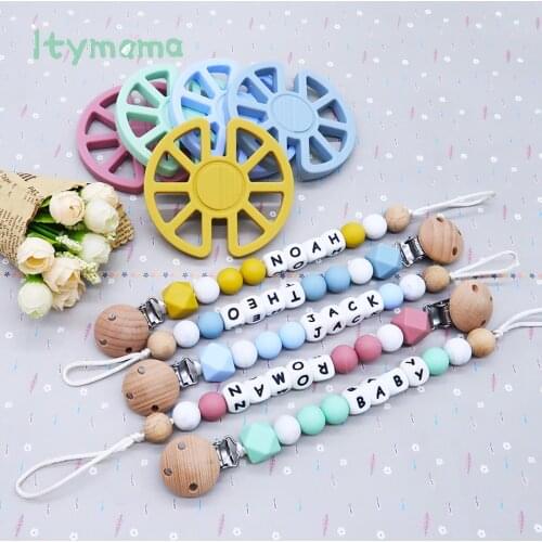 2pc Baby Teether&Pacifiers Clips Personalized Name BPA Free Dummy Nipple Holder Newborn Chewable Nursing For food grade silicone