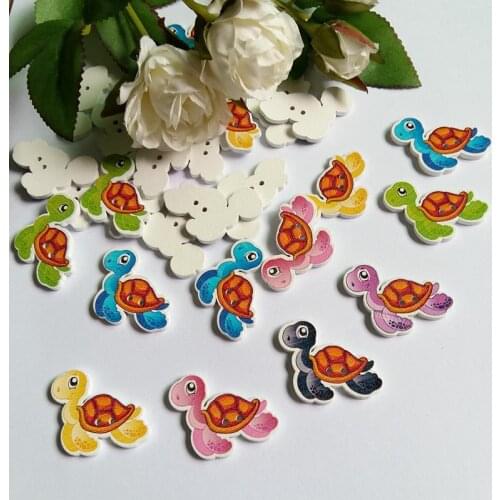 30/50pcs Turtle Shaped Wooden Button Scrapbooking Mixed DIY 2-Holes Wood Button Sewing Accessories For Clothes decorative