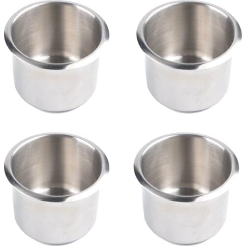 4Pcs Universal Marine Boat Cup Holder 68X55mm Stainless Steel Drop in Drink Cup Holder for Poker Table Couch