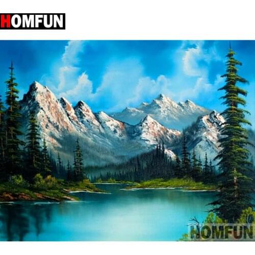 HOMFUN Full Square/Round Drill 5D DIY Diamond Painting "Tree mountain" Embroidery Cross Stitch 5D Home Decor A14248