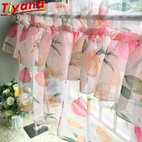 Bay Window Peach Embroidery Half Curtain Home Decoration Door Window Simple Fruit Curtain Partition kitchen Drape #3
