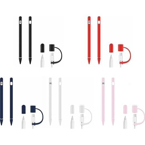 For Apple Pencil 1 Cap Holder / Nib Cover / Cable Adapter Tether For iPad Pro Touch Pencil Kits Silicone Case Stylus Accessories