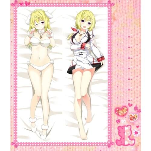 Anime Cartoon infinite stratos Double-Sided Bolster Hugging Pillow Case Cover Pillowcase Peach Skin 2 Way No.55045