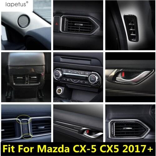 Lapetus Interior Refit Kit For Mazda CX-5 CX5 2017 - 2020 AC Air Conditioning Panel / Door Handle Bowl Cover Trim Carbon Fiber