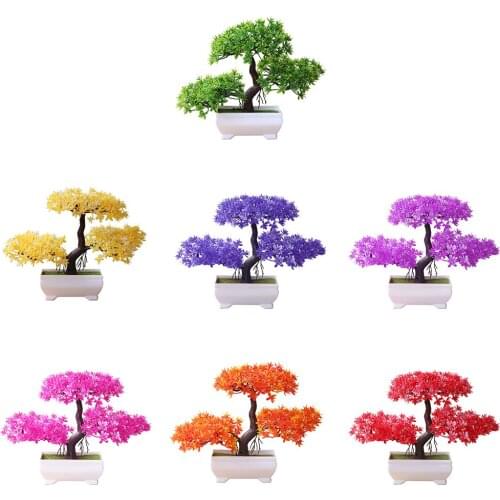 Artificial Plant Artificial Flower Home Decor Bonsai Tree Pot Plant Fake Flower Potted Ornament For Home Room Garden Decoration