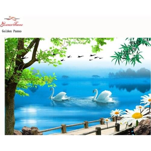 Golden Panno 100% Full DIY 5D Diamond Painting scenery Patterns Cross Stitch Diamond Embroidery Patterns rhinestones Mosaic 07