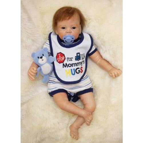 Fashion Boy Doll Reborn 22" Silicone Vinyl Reborn Dolls Children Play House Toys Bebe Gift Boneca Kids Early Educational Gifts