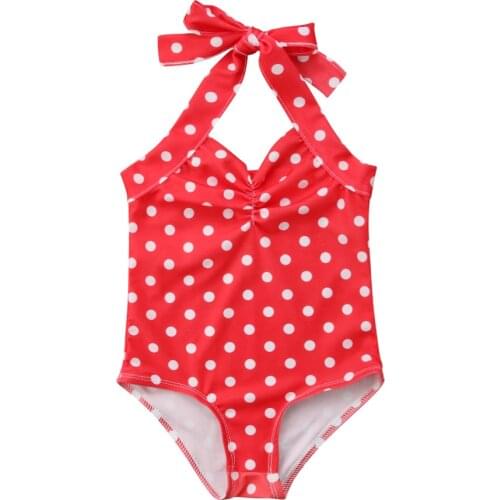 2021 Fashion Summer Newborn Baby Girls Polka Dot Swimsuit Kids Swimwear Swimming Halter Backless Bikini 0-4T