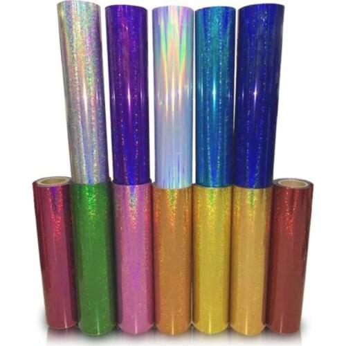 Laser Heat Transfer Vinyl Hologram Rainbow PVC Press Tshirt Iron On HTV Film