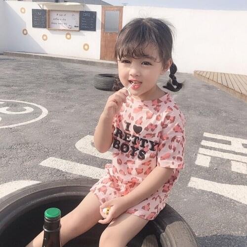 Summer Girl Dress Kids Children pink Vestidos Girl short Sleeve letter print Princess Dresses for girl Baby modis Clothes MBD086