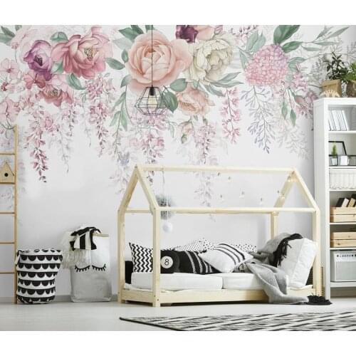 Bacal Fashion personality decorative 3d wallpaper hand-painted vintage rose TV background wallpapers mural for living room