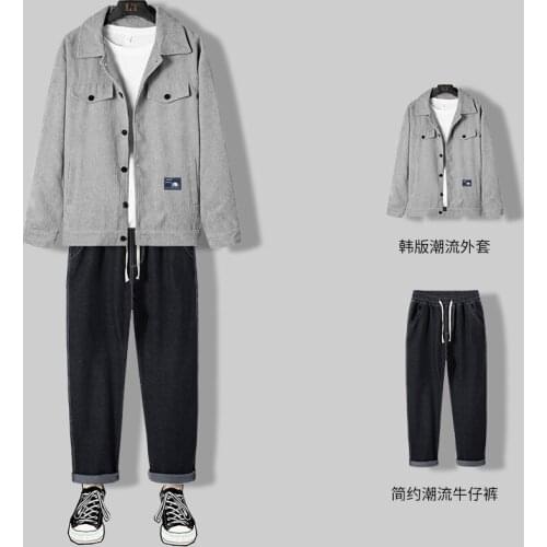 Mens Casual Spring Autumn Jacket Trousers 2pcs Sets Size M-4XL Clothes for Men New