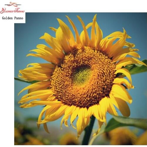 Golden Panno,Needlework,DIY DMC Cross stitch,Sets For Embroidery kits,Precise unprint sunflower Patterns Counted Cross-Stitching