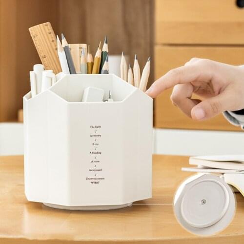 Desktop Pen Holder 360° Rotating 5 Grid Pencil Stand Pot Storage Organizer Home Office Supplies