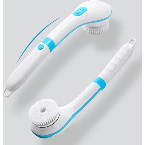 New Electric Bath Brush 5 In 1 Household Rechargeable Waterproof Massage Handheld Body Brush Long Handle Back Rubbing Artifact