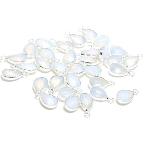 New 5pcs Natural Stone Water Drop Shape Section Opal Pendants for Jewelry Making DIY Necklace Size 10x14mm