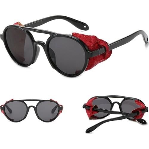 New retro round frame double beam classic vintage sunglasses women UV400 exaggerated steampunk sunglasses fashionable glasses