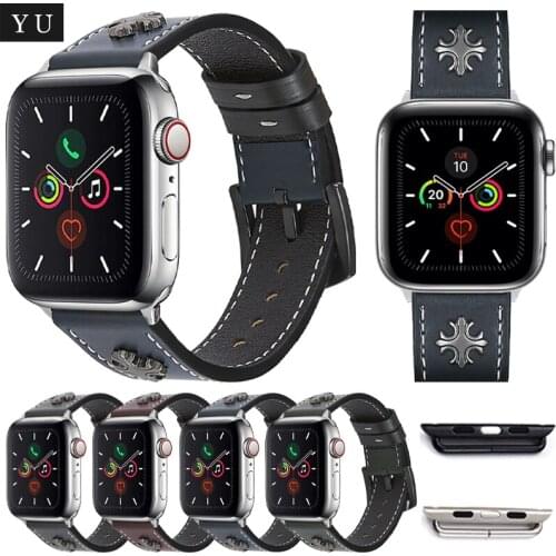 New Luxury Leather strap for Apple Watch Series SE 6 5 4 3 Luxury band Bracelet for iWatch 38/40/42/44mm Watchband Accessories