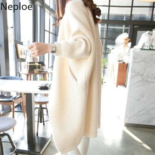 Neploe Solid Loose Fashion Women Sweater Long Sleeve Elegant Cardigan Feminino 2021 New Autumn Winter Thick Chaqueta Mujer 67869