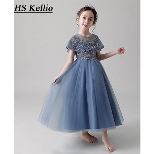 Girl Communion Dress Aline Flower Girls Dresses for Wedding Anke Length Girls Pageant Dress Kids Formal Wear