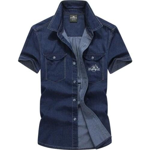 Summer Denim Shirt Men Casual Shirts Camisa Jeans Shirt Camisa Denim Hombre Cotton Breathable Casual Shirt Male