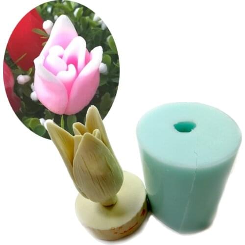 PRZY HC0019 Bouquet Floral Flowers 3d Tulips Silicone Molds Candle Molds Fondant Mold Clay Moulds Rubber Eco-friendly
