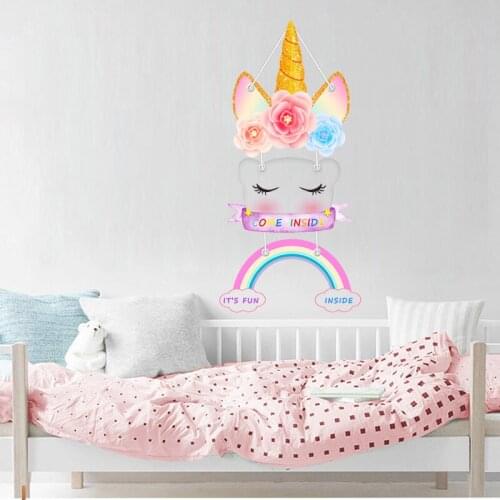Rainbow Unicorn Stickers for Kids Room Door Decor Removable Wall Decals Bedroom Vinyl Wallpapers Home Decoration Wall Sticker