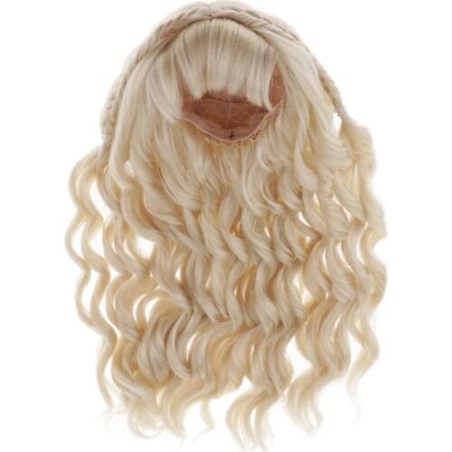 1/3 BJD Full Wig, Blonde Long Curly Hair for Night Lolita, Supper Dollfie, MSD DZ Dolls, 9-10 Inch Head Circumference