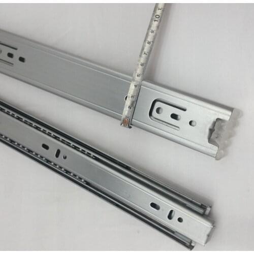 RONGYAO 10’’-20’’ Silver Stainless Steel Drawer Slides Soft Close Drawer Track Rail Sliding Three-Section Cabinet Slides Furnitu