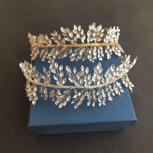 SLBRIDAL Handmade Flexible Crystal Rhinestones Bridal Tiara Headband Wedding Crown Bridesmaids Women Jewelry Hair Accessories