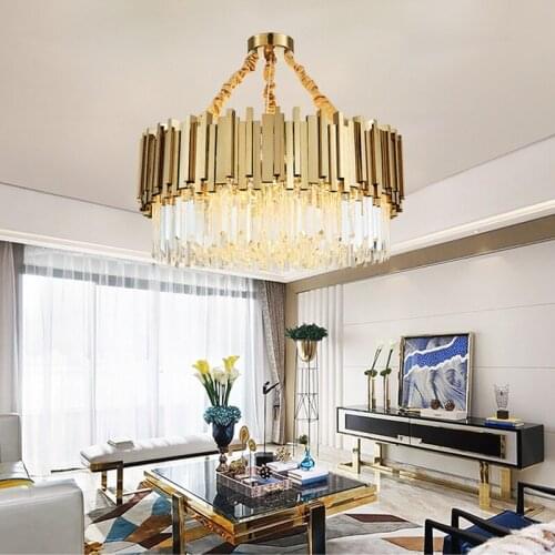 Modern crystal chandelier lighting for living room Luxury Gold Round Chandeliers Lighting Crystal 110v-220v Hanging lights