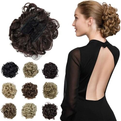 Messy Curly Hair Extensions Combs Clip In Bun Hair Extensions Stretch Scrunchie Chignon Tray Ponytail Hairpiece Hairpieces