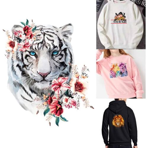 Animal Thermal Transfers Stickers Cartoon DIY Clothing Top Handbag Vinyl Heat Transfer Patches Home New Style Lion Tiger Sticker