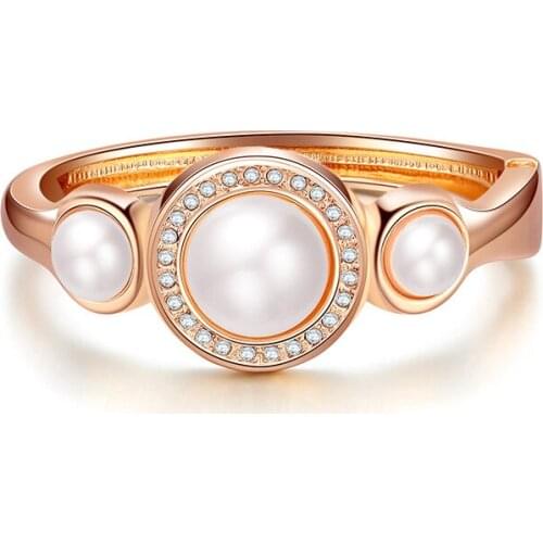 ORNAPEADIA Vintage Bracelet for Women Palace Style Bracelet Gold Round Decoration Inlaid Pearls Ladies Wholesale Bangles