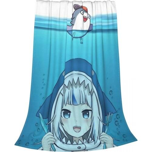 Gawr Gura Blanket Flannel All Season Shark Girls Multi-function Lightweight Thin Throw Blankets for Sofa Outdoor Bedding Throws