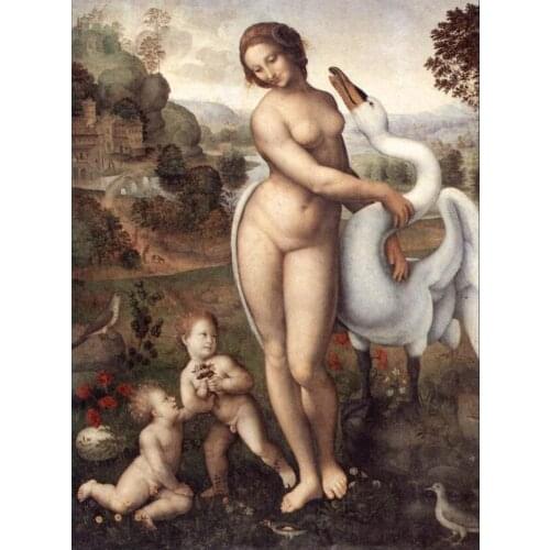 High quality Oil painting Canvas Reproductions Leda (1510)01 by Leonardo Da Vinci Painting hand painted