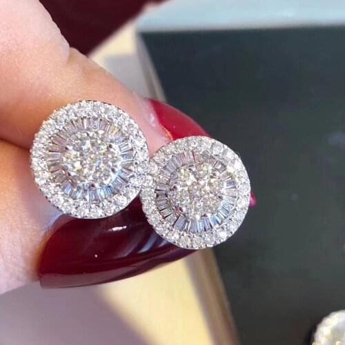 Top Quality Classic Single Round S925 Sterling Silver Bling Stud Fashion Vintage Earrings for Women Fine Jewelry For Women