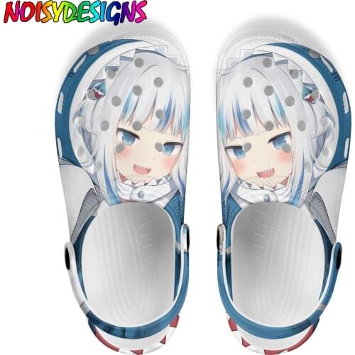 NOISYDESIGNS 2021 New Sandals Women Clogs Slippers Soft Bottom Beach Sandals Cute Gawr Gura Hololive Girls Printed Garden Shoes