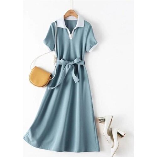 Stitched crash-colored short-sleeved dress womens summer 2021 fashion collection waist thin sports skirt