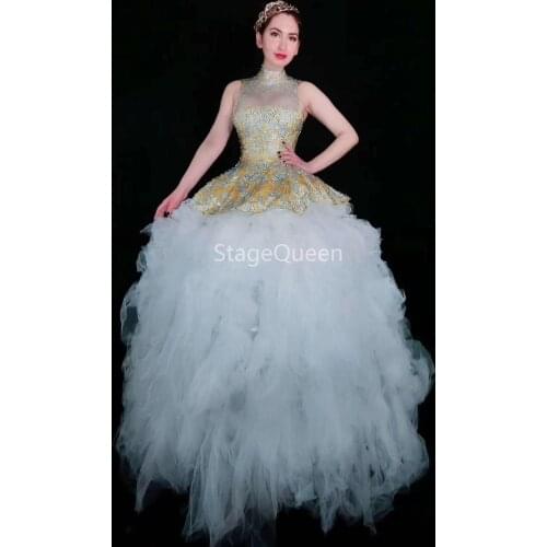 Women Sexy Sparkly Rhinestones Dress Big Train Women Birthday Dress Prom Celebrate Nude White Mesh Tail Dresses Evening Outfit